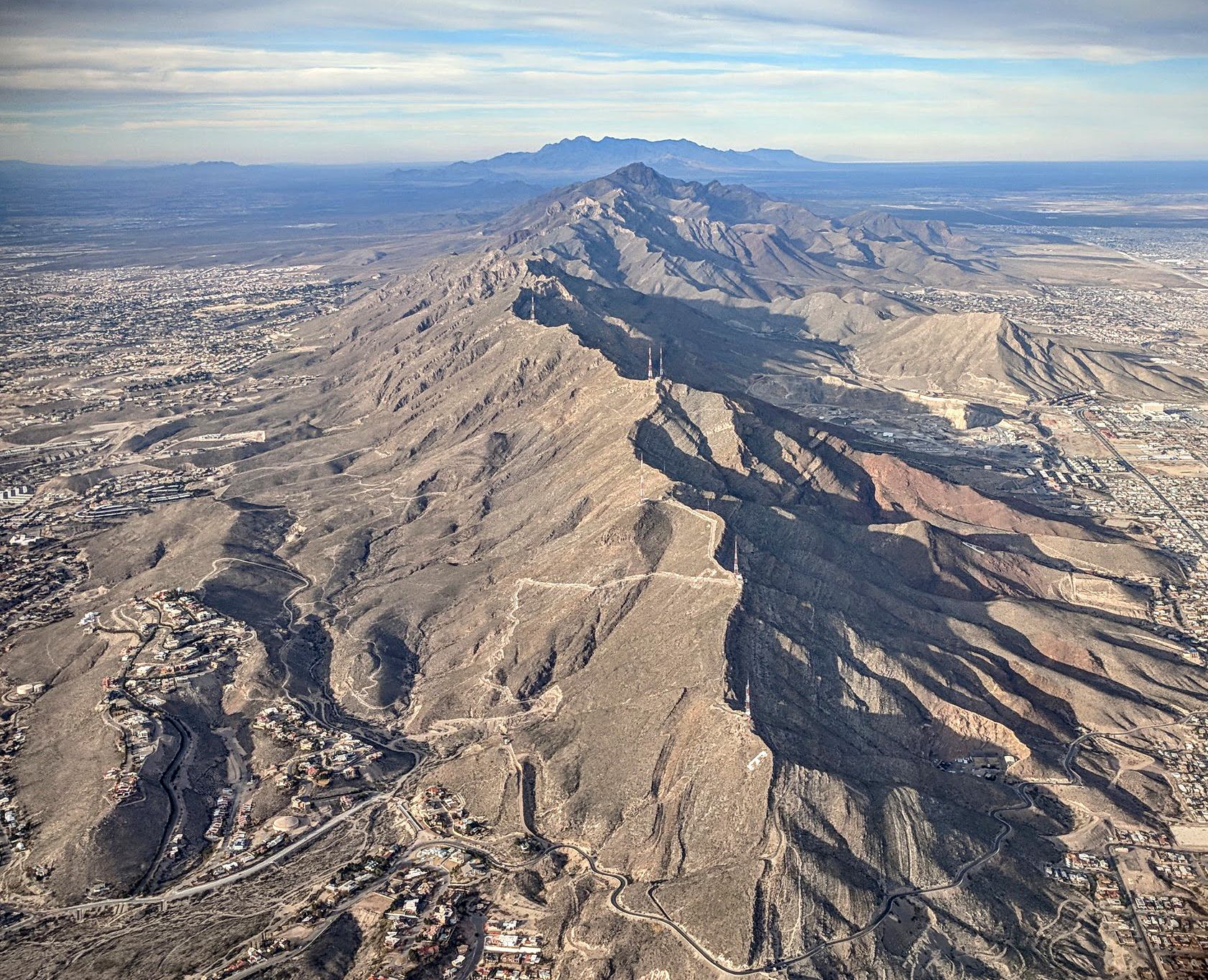 Aerial photograph of the Franklin Mountains and El Paso